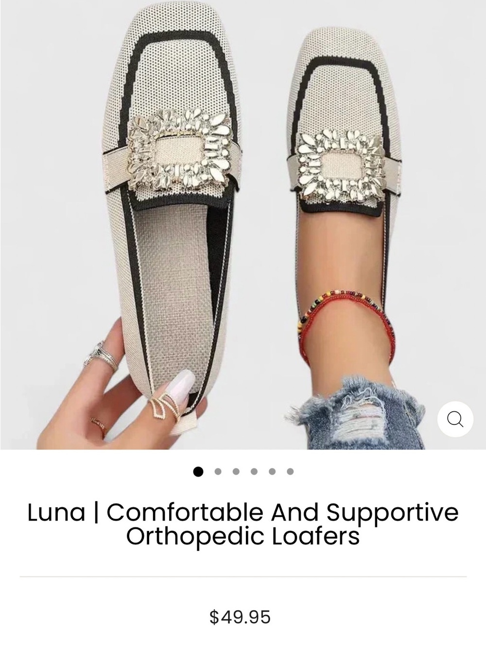 Cream Embellished Loafers for Women